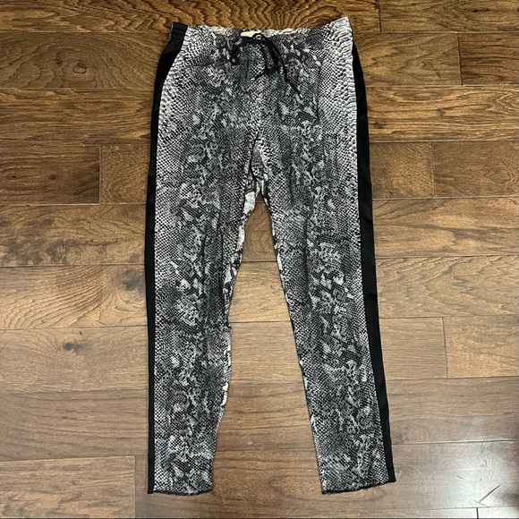 Rebecca Taylor Silk Python Print Drawstring Jogger Pants in Stone - Sz 2 - Picture 4 of 6